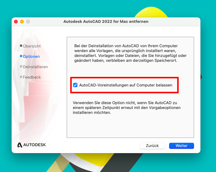 Autocad deinstallieren Mac